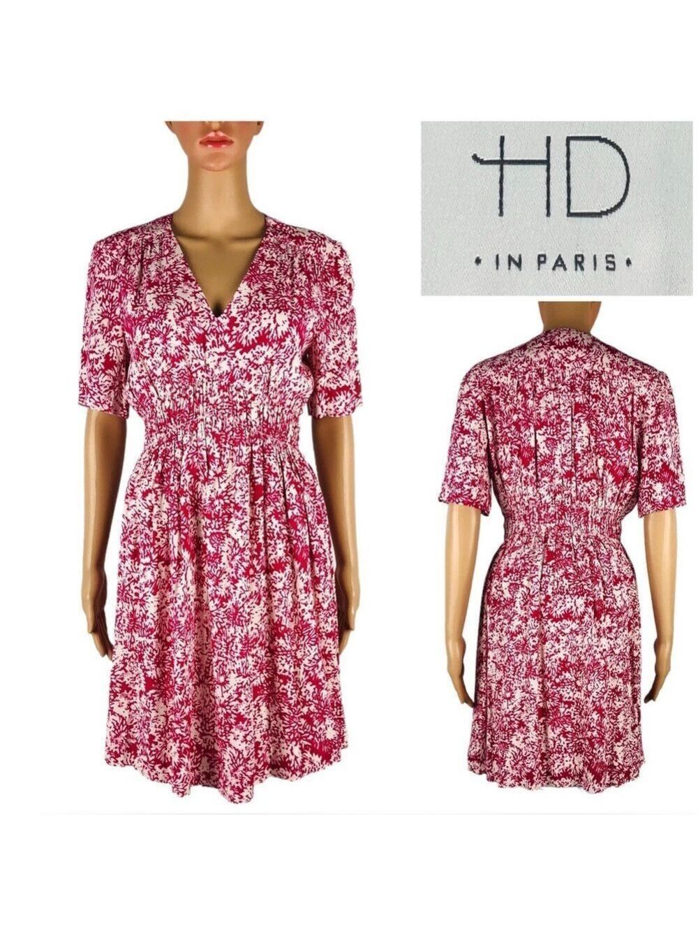 Anthropologie HD in Paris Pink and White Floral Dress Size 0